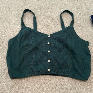 American Eagle green loose crop button-down top S